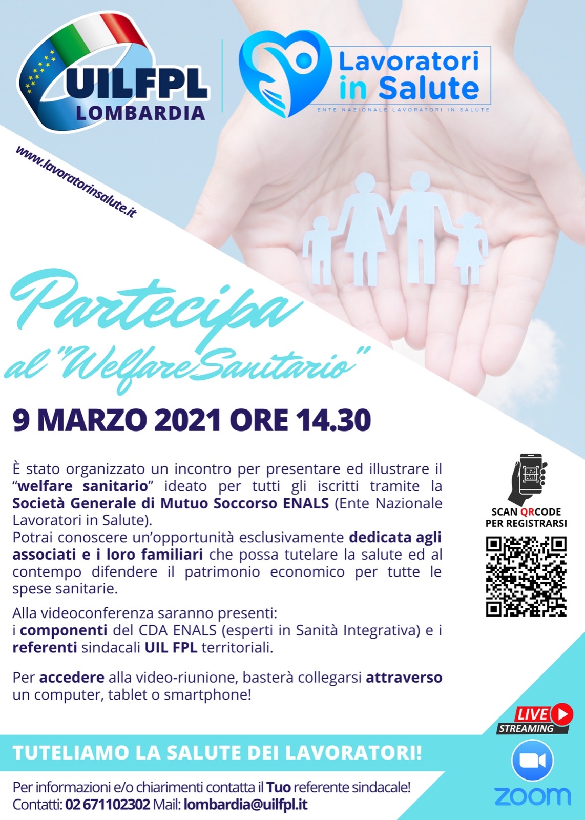 UIL FPL LOMBARDIA – ENALS – PARTECIPA AL WELFARE SANITARIO 9 MARZO 2021 ORE 14,30