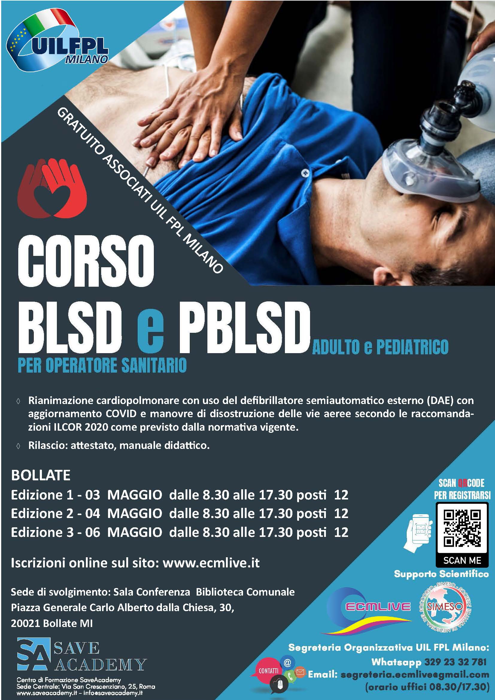 CORSO BLSD E PBLSD ADULTO E PEDIATRICO PER OPERATORE SANITARIO