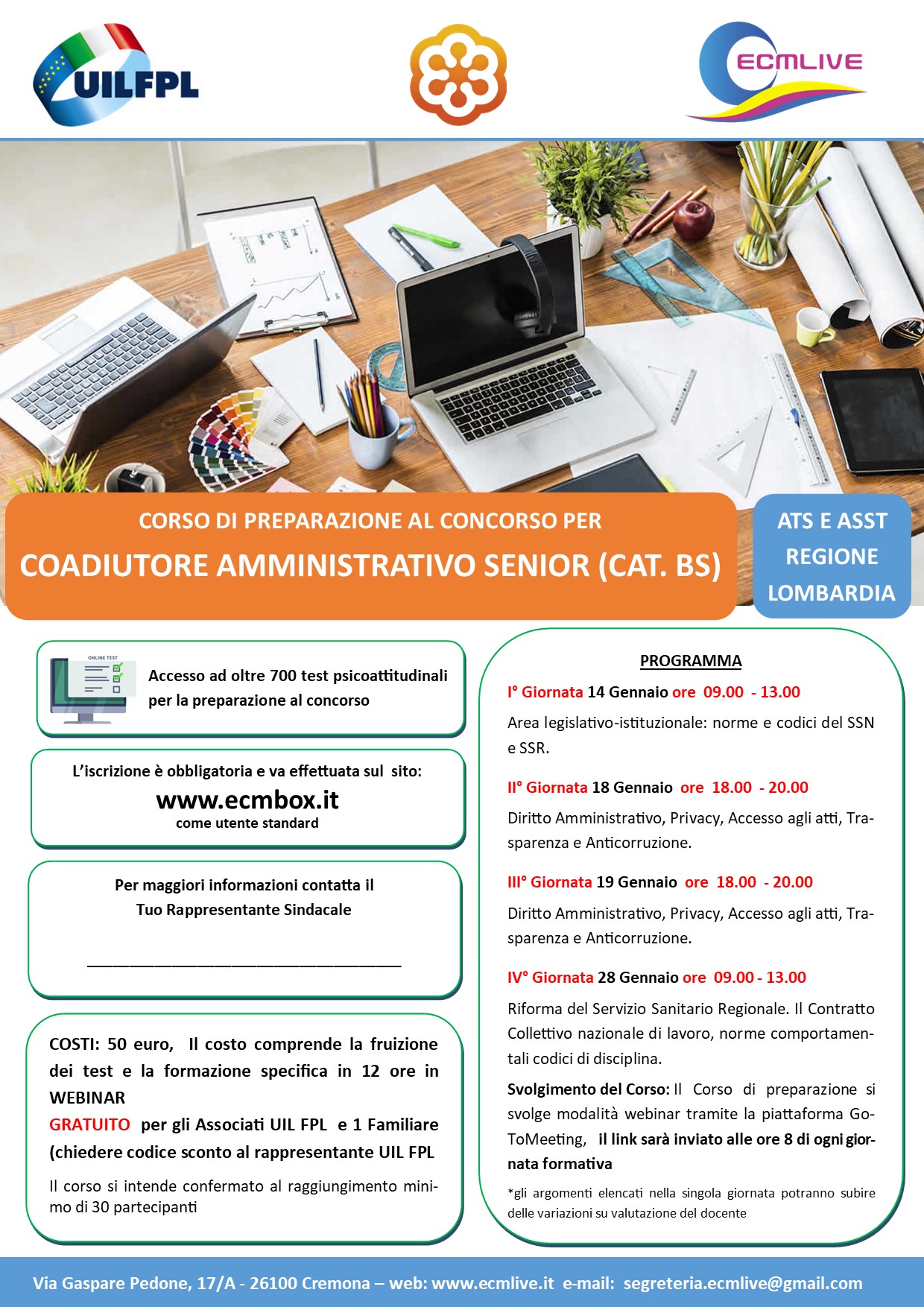 CORSO DI PREPARAZIONE AL CONCORSO PER   COADIUTORE AMMINISTRATIVO SENIOR (CAT. BS)
