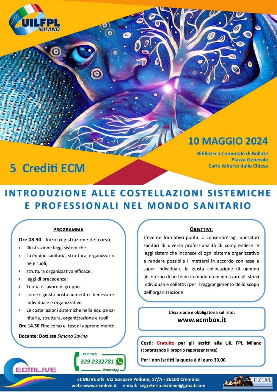 🔵 INTRODUZIONE ALLE COSTELLAZIONI SISTEMICHE E PROFESSIONALI NEL MONDO SANITARIO – ECM MAGGIO
