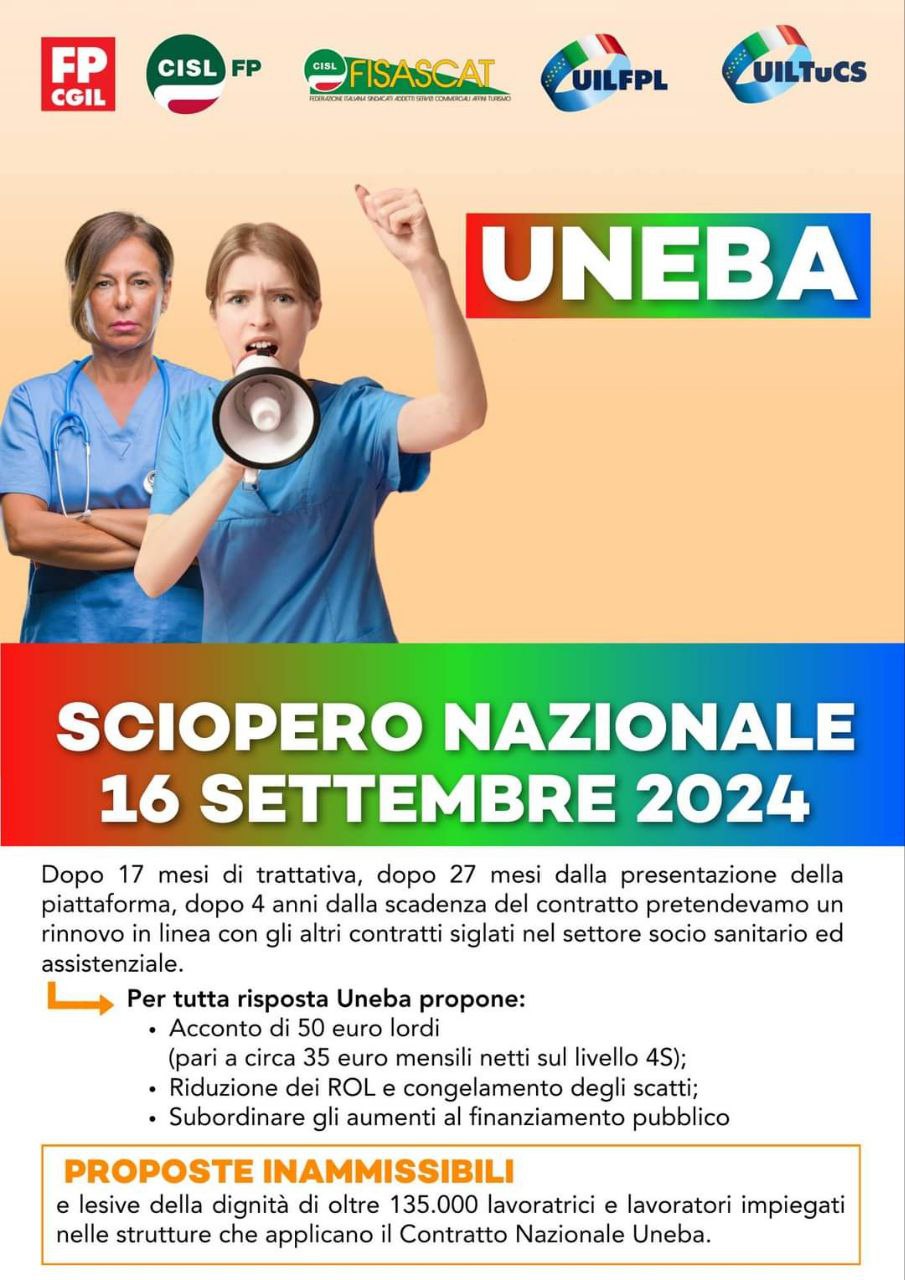 đŠđ„đ© UNEBA, Il 16 settembre sarĂ sciopero nazionale
