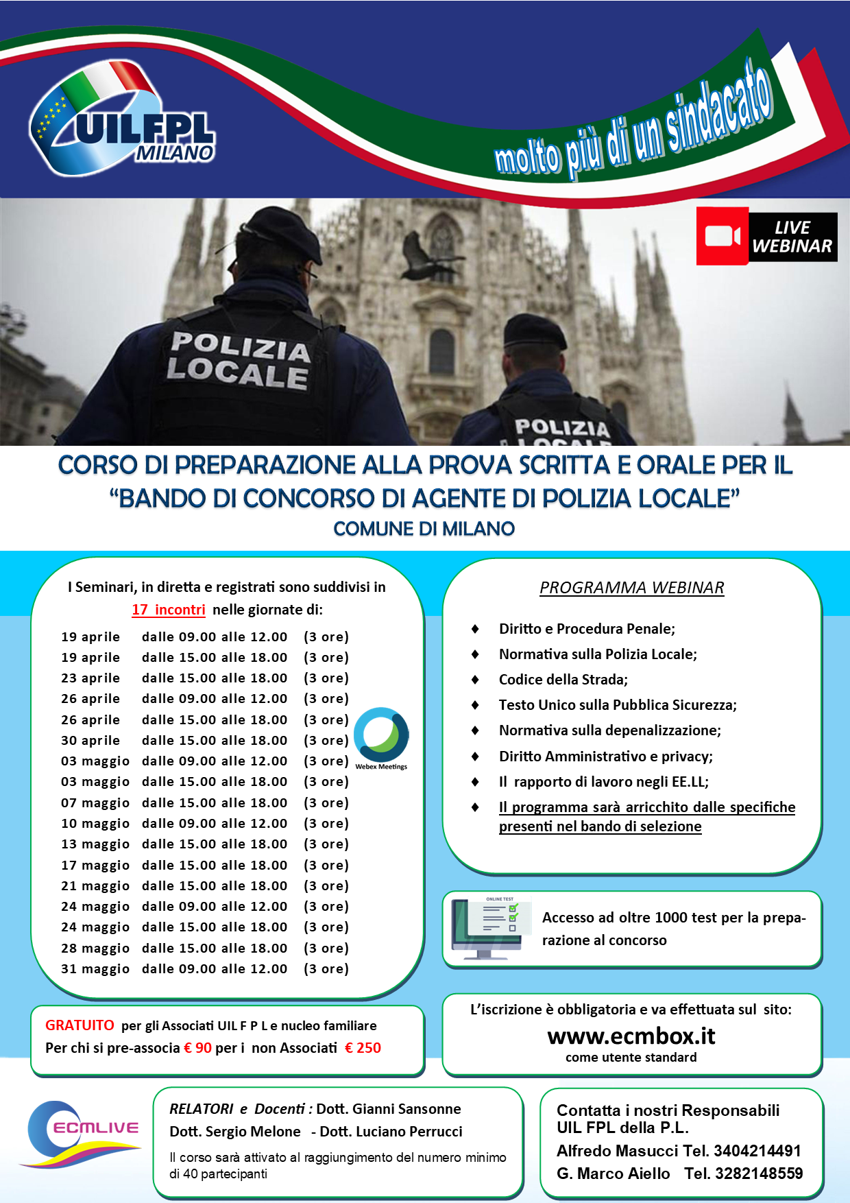 CORSO DI PREPARAZIONE PER IL “BANDO DI CONCORSO DI AGENTE DI POLIZIA LOCALE”
